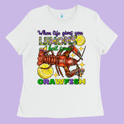 When Life Gives You Lemons Boil Some Crawfish Mardi Gras Ladies Tee Designed By Fadigitalartstudio