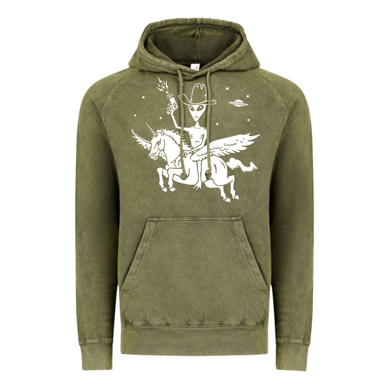 Alien Riding Unicorn  Cool Ufo Cowboy Vintage Hoodie by artisFamous | Teevron
