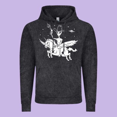 Alien Riding Unicorn  Cool Ufo Cowboy Vintage Hoodie Designed By Artisfamous