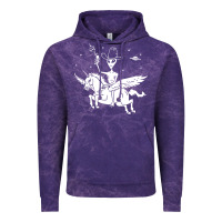Cloud Purple alien riding unicorn  cool ufo cowboy Vintage Hoodie - artisFamous