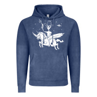 Vintage Denim alien riding unicorn  cool ufo cowboy Vintage Hoodie - artisFamous