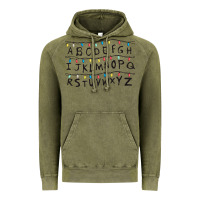 Vintage Olive Stranger Lights Alphabet Vintage Hoodie - artisFamous