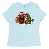 Baby Blue christmas gnome and tree Ladies Tee - FaDigitalArtStudio