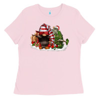 Bubblegum Pink christmas gnome and tree Ladies Tee - FaDigitalArtStudio