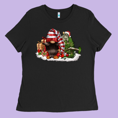 Christmas Gnome And Tree Ladies Tee Designed By Fadigitalartstudio