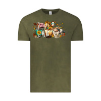 Vintage Olive Cows and coffee Vintage Tee - FaDigitalArtStudio