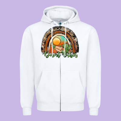 Desert Vibes Rainbow Zipper Hoodie Designed By Jahusdesignshop