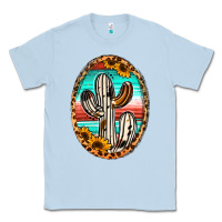 Dusty Blue cowhide serape and sunflower cactus Classic Tee - Jasminsmagicworld