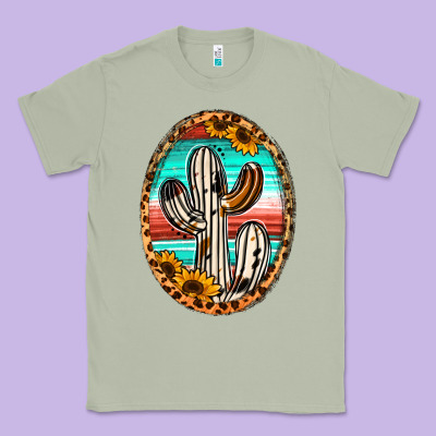 Cowhide Serape And Sunflower Cactus Classic Tee Designed By Jasminsmagicworld