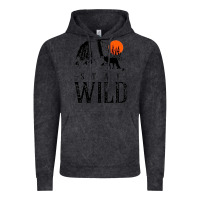 Vintage Black stay wild illustration with mountain Vintage Hoodie - artisFamous