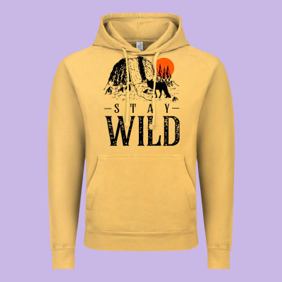 Stay Wild Illustration With Mountain Vintage Hoodie Designed By Artisfamous