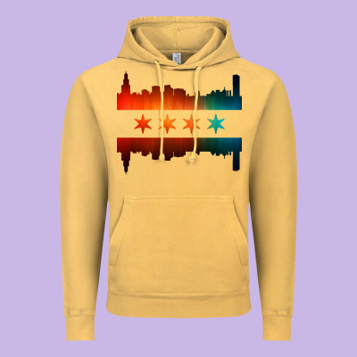 Chicago Flag Skyline Vintage Hoodie Designed By Artisfamous