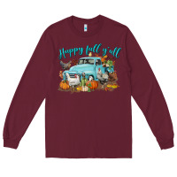 Burgundy Happy Fall Y'all Long Sleeve Tee - LillyAllenDesigns