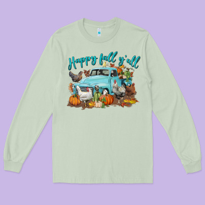 Happy Fall Y'all Long Sleeve Tee Designed By Lillyallendesigns