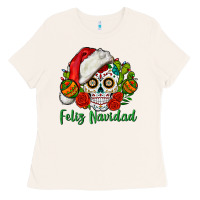 Bone Feliz Navidad Skull Ladies Tee - BundleAndBundleShop