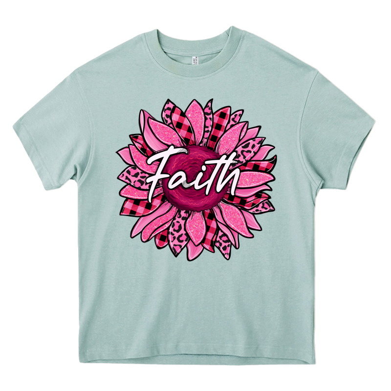 Faith Breast Cancer Awareness Sunflower Heavy Core Tee by Jasminsmagicworld | Teevron