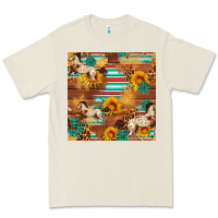 Western Horse Sunflowers Gemstone Seamless Pattern Premium Tee | Teevron
