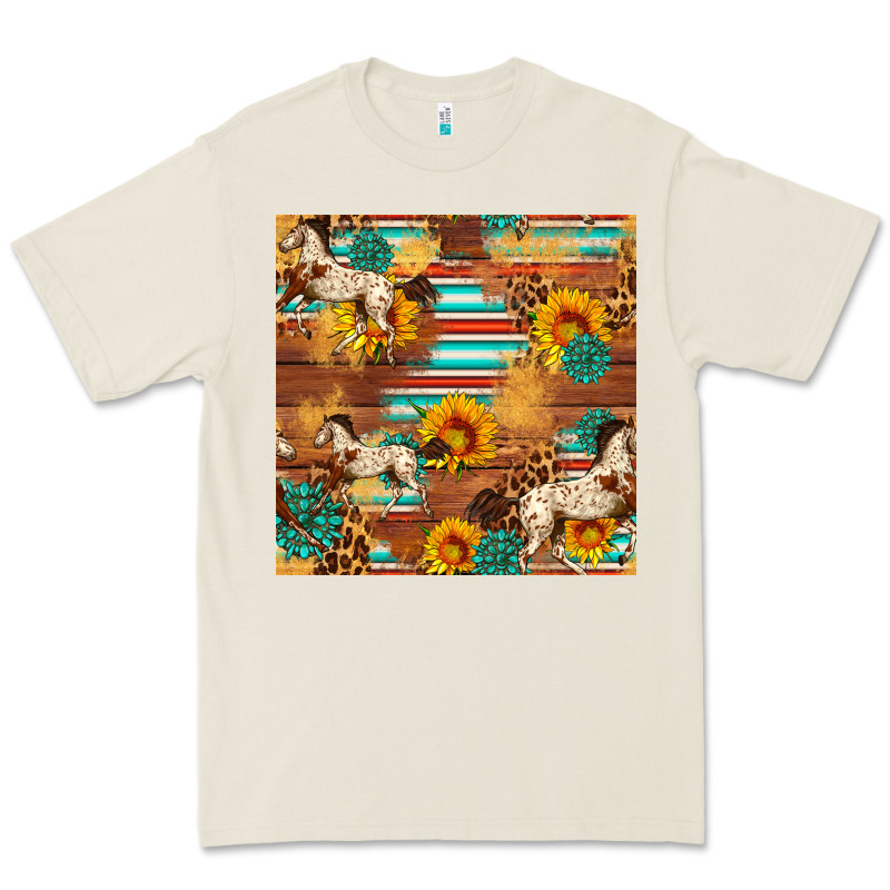 Western Horse Sunflowers Gemstone Seamless Pattern Premium Tee by FaDigitalArtStudio | Teevron
