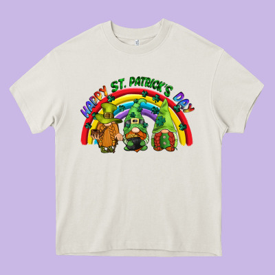 Happy St. Patrick's Day Rainbow Gnomes Heavy Core Tee Designed By Cowgirlartshop