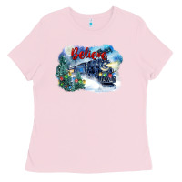 Bubblegum Pink believe polar express Ladies Tee - FaDigitalArtStudio