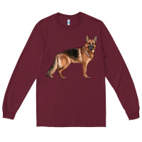Burgundy German Shepherd Dog Illustrations Long Sleeve Tee - LillyAllenDesigns