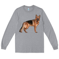 Heather Grey German Shepherd Dog Illustrations Long Sleeve Tee - LillyAllenDesigns