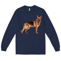 Navy German Shepherd Dog Illustrations Long Sleeve Tee - LillyAllenDesigns
