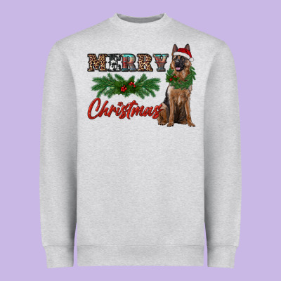 Merry Christmas German Shepherd Heavyweight Sweatshirt Designed By Ranaportraitstore