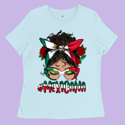 Mexicana Messy Bun Mama Ladies Tee Designed By Bundleandbundleshop