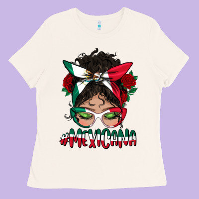 Mexicana Messy Bun Mama Ladies Tee Designed By Bundleandbundleshop