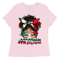 Bubblegum Pink Mexicana Messy Bun Mama Ladies Tee - BundleAndBundleShop