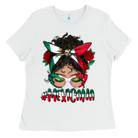 White Mexicana Messy Bun Mama Ladies Tee - BundleAndBundleShop