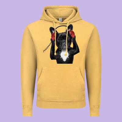 French Bulldog Dj Style Vintage Hoodie Designed By Artisfamous