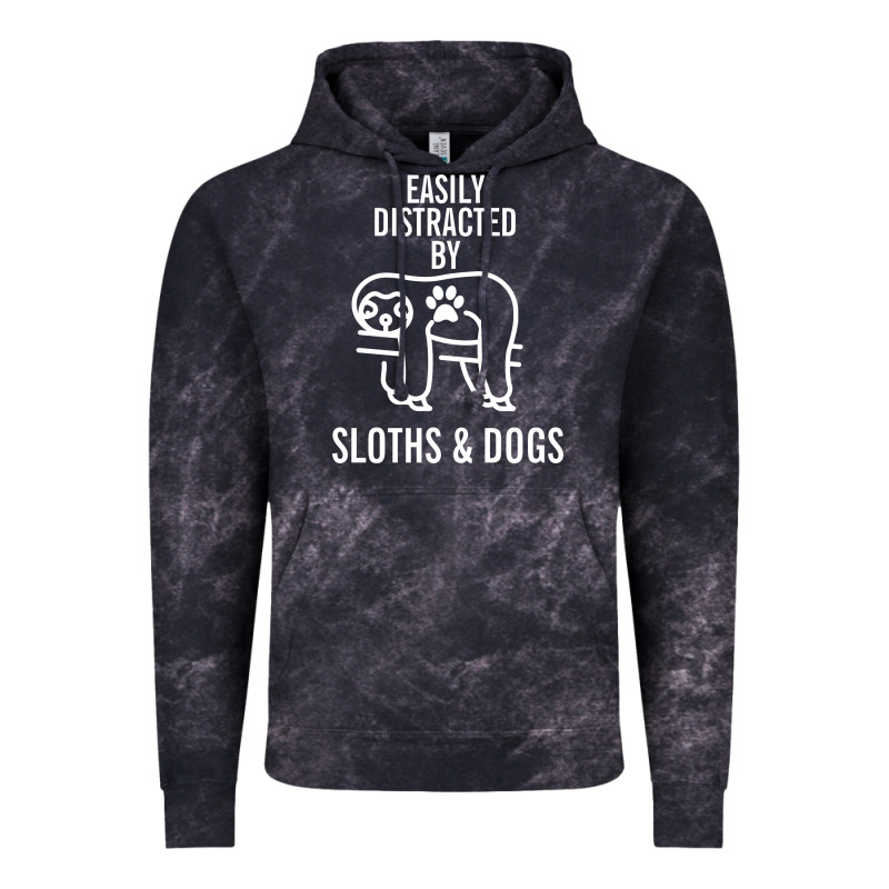 Easily Distracted By Sloths And Dogs Funny Sloth Quote Paw Print Vintage Hoodie by artisFamous | Teevron