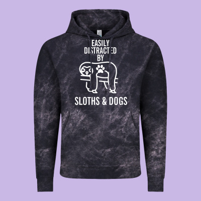Easily Distracted By Sloths And Dogs Funny Sloth Quote Paw Print Vintage Hoodie Designed By Artisfamous
