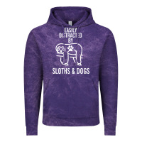 Cloud Purple easily distracted by sloths and dogs funny sloth quote paw print Vintage Hoodie - artisFamous