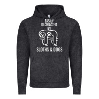 Vintage Black easily distracted by sloths and dogs funny sloth quote paw print Vintage Hoodie - artisFamous