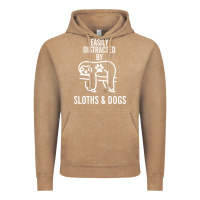 Vintage Coffee easily distracted by sloths and dogs funny sloth quote paw print Vintage Hoodie - artisFamous
