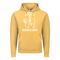 Vintage Mustard easily distracted by sloths and dogs funny sloth quote paw print Vintage Hoodie - artisFamous