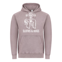 Vintage Zinc easily distracted by sloths and dogs funny sloth quote paw print Vintage Hoodie - artisFamous