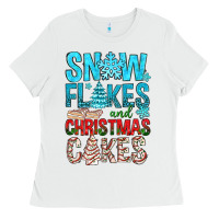 Snow Flakes Aad Christmas Cakes Ladies Tee | Teevron