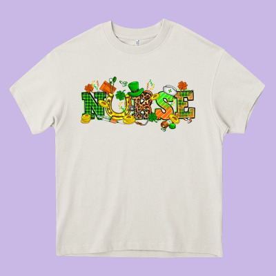 St. Patricks Day Nurse Heavy Core Tee Designed By Howdyjamesfarm