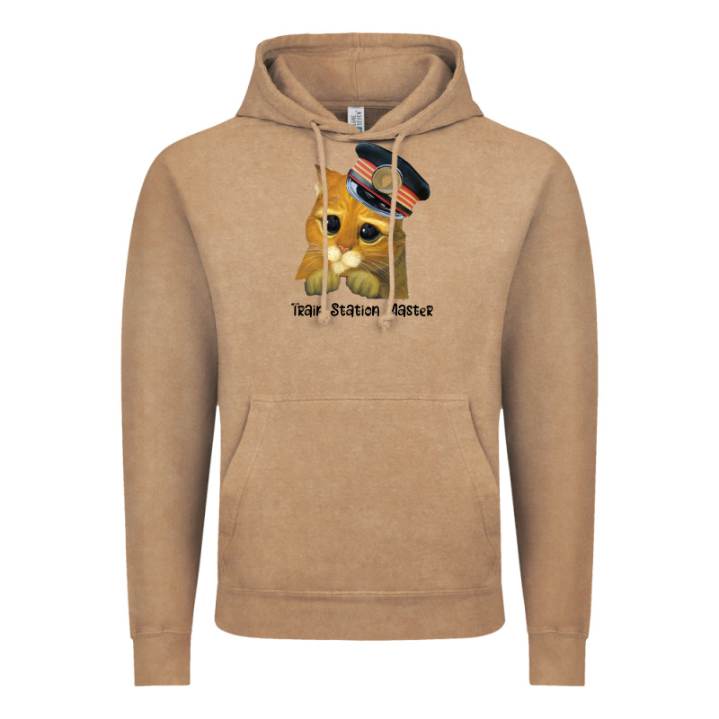Cat Tama Train Station Master Vintage Hoodie by artisFamous | Teevron