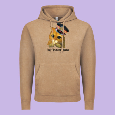 Cat Tama Train Station Master Vintage Hoodie Designed By Artisfamous