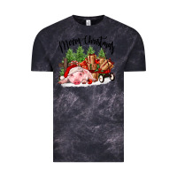 Cloud Black merry christmas pig Vintage Tee - FaDigitalArtStudio