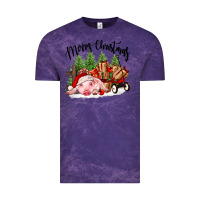Cloud Purple merry christmas pig Vintage Tee - FaDigitalArtStudio