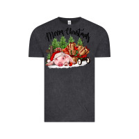 Vintage Black merry christmas pig Vintage Tee - FaDigitalArtStudio