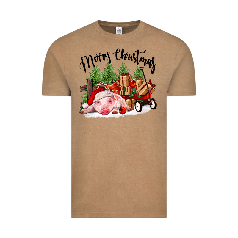 Merry Christmas Pig Vintage Tee by FaDigitalArtStudio | Teevron