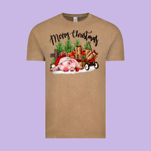 Merry Christmas Pig Vintage Tee Designed By Fadigitalartstudio