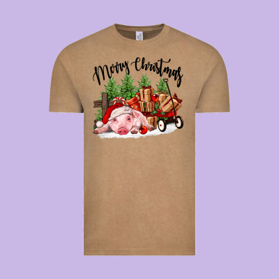 Merry Christmas Pig Vintage Tee Designed By Fadigitalartstudio